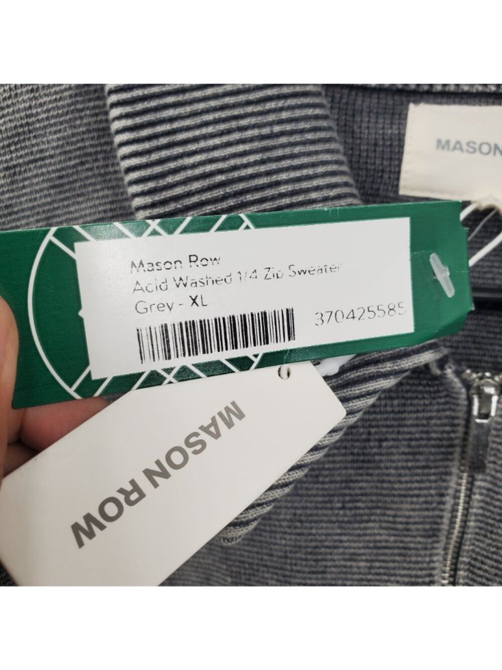 Mason Row Acid Washed 1/4 Zip Sweater Top Men Size XL NWT Regular Fit Grey - Picture 4 of 11